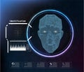 Face digital recognition, id faces biometric scanning to safe access abstract vector futuristic background.